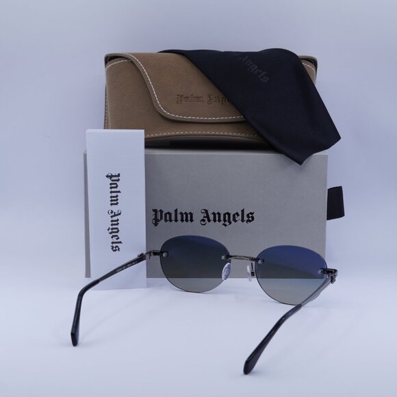 Palm Angels PERI10H CRYSTAL 1007 Oval Sunglasses - Gunmetal/Blue Gradient - Picture 10 of 10